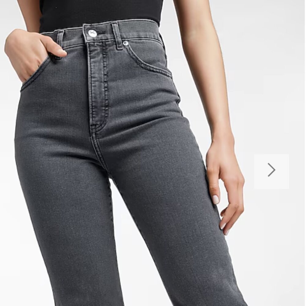 Express Super High Waisted Black Ripped Raw Hem Mom Jeans - Size 4